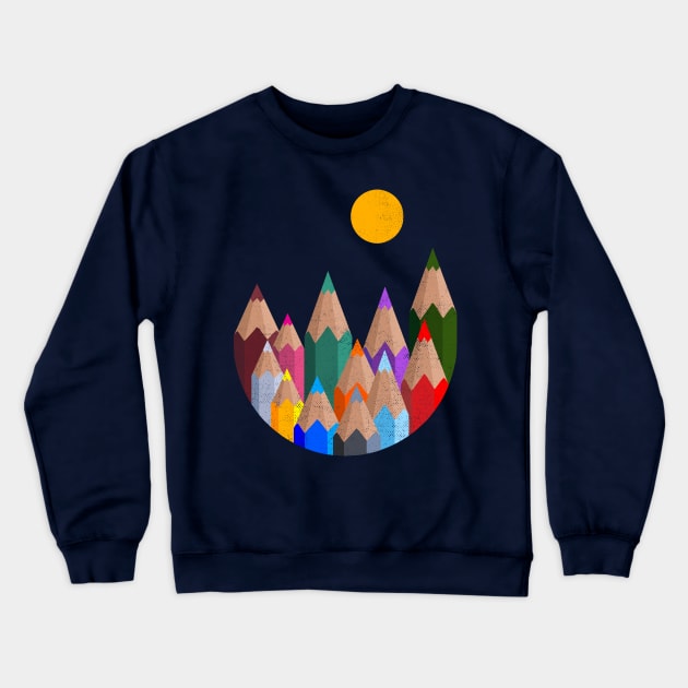 12 Color Mountains Crewneck Sweatshirt by kookylove